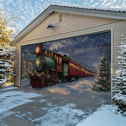Shineful Garage Door Banner Decoration Christmas Eve Express Locomotive