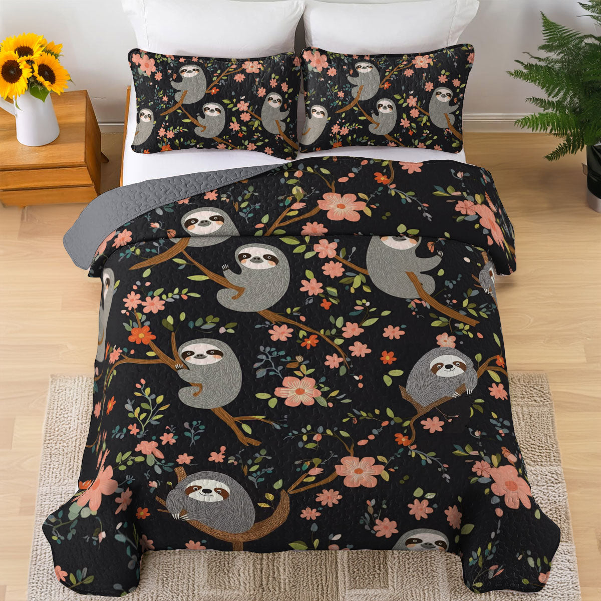 Shineful All Season Quilt 3-Piece Set Sloth All Day