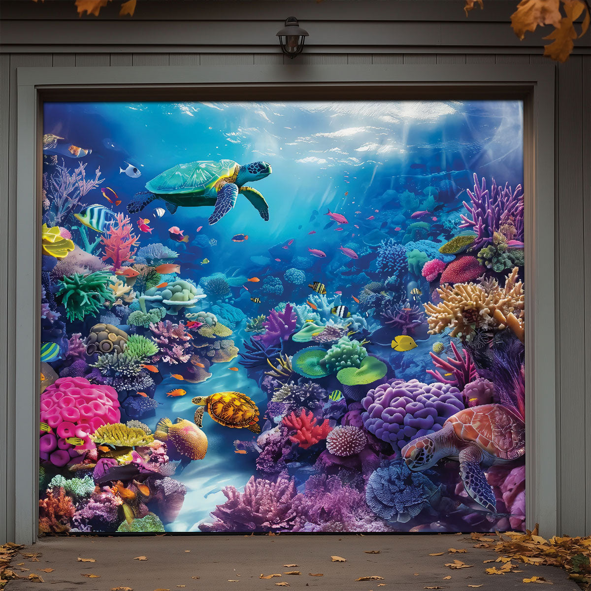 Shineful Garage Door Banner Decoration Tranquil Sea Life