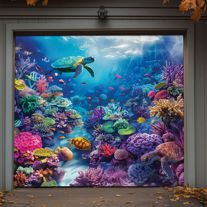 Shineful Garage Door Banner Decoration Tranquil Sea Life
