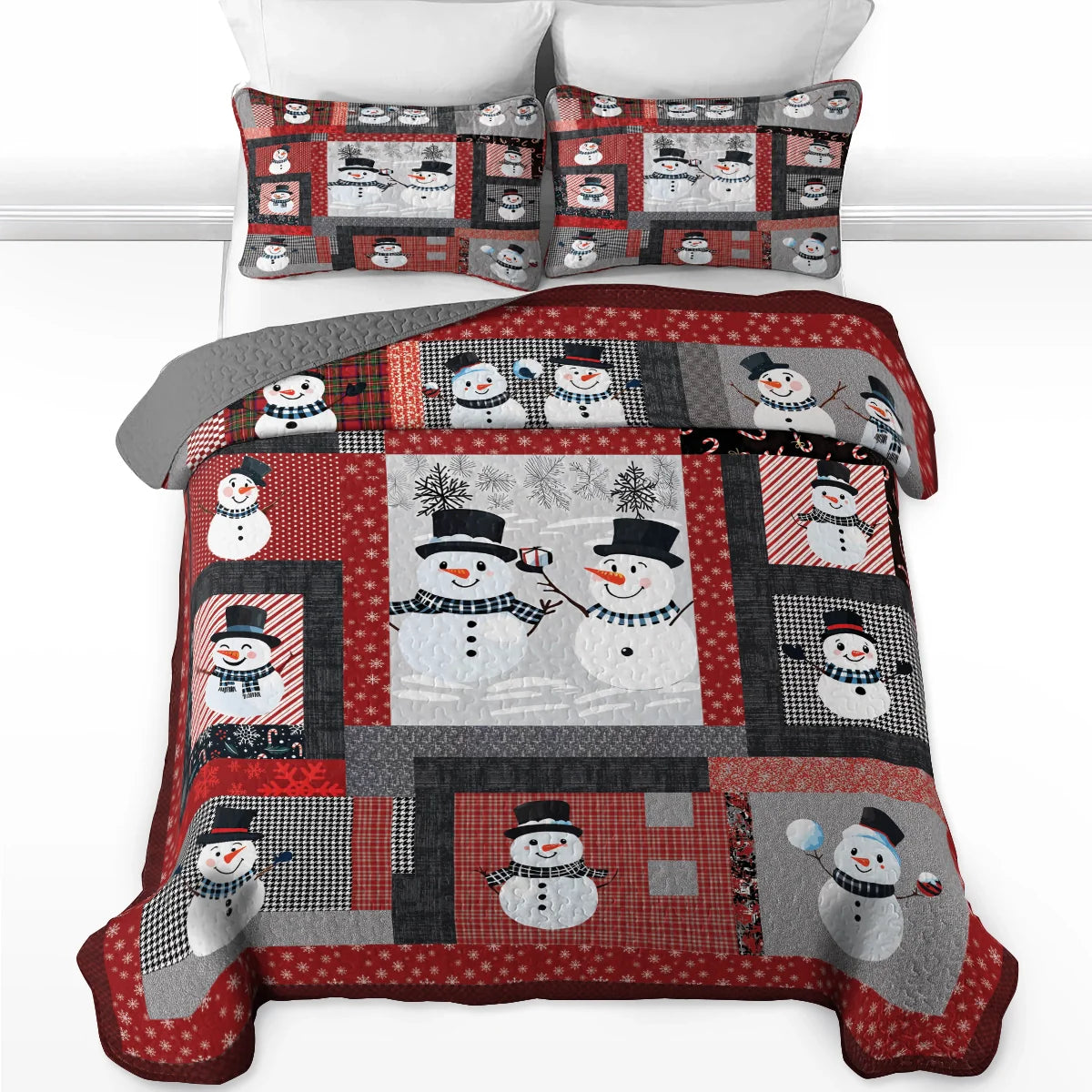 Shineful Quilt 3-Piece Set Playful Snowmen