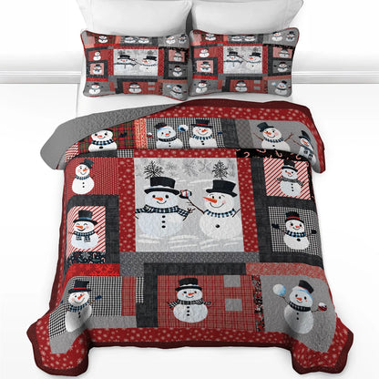 Shineful Quilt 3-Piece Set Playful Snowmen