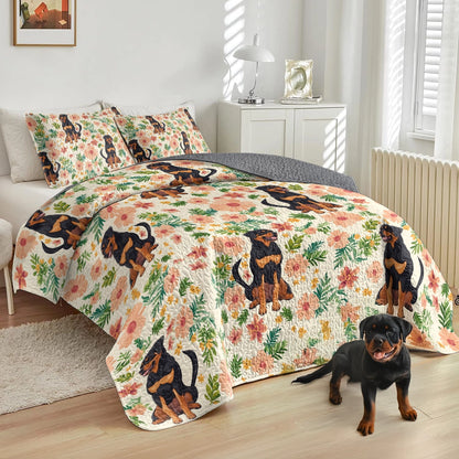 Shineful All Season Quilt 3-Piece Set Rottie Blossoms