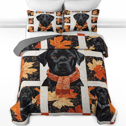 Shineful All Season Quilt 3-Piece Set - Autumn Labrador Cozy