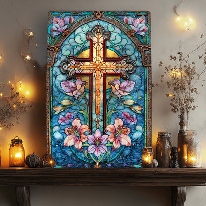 Shineful 2D Metal Sign Sapphire Cathedral Cross