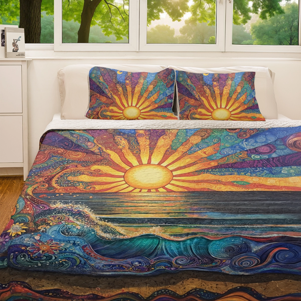 Shineful All Season Quilt 3-Piece Set Radiant Sunrise Waves