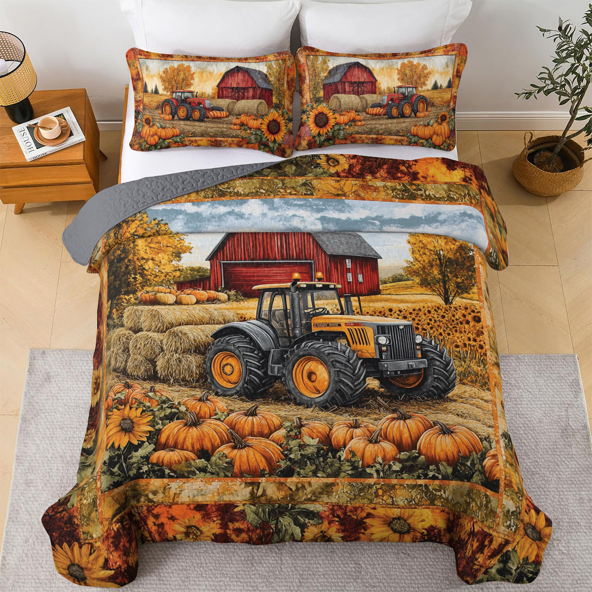 Shineful All Season Quilt 3-Piece Set Autumn Harvest Farm