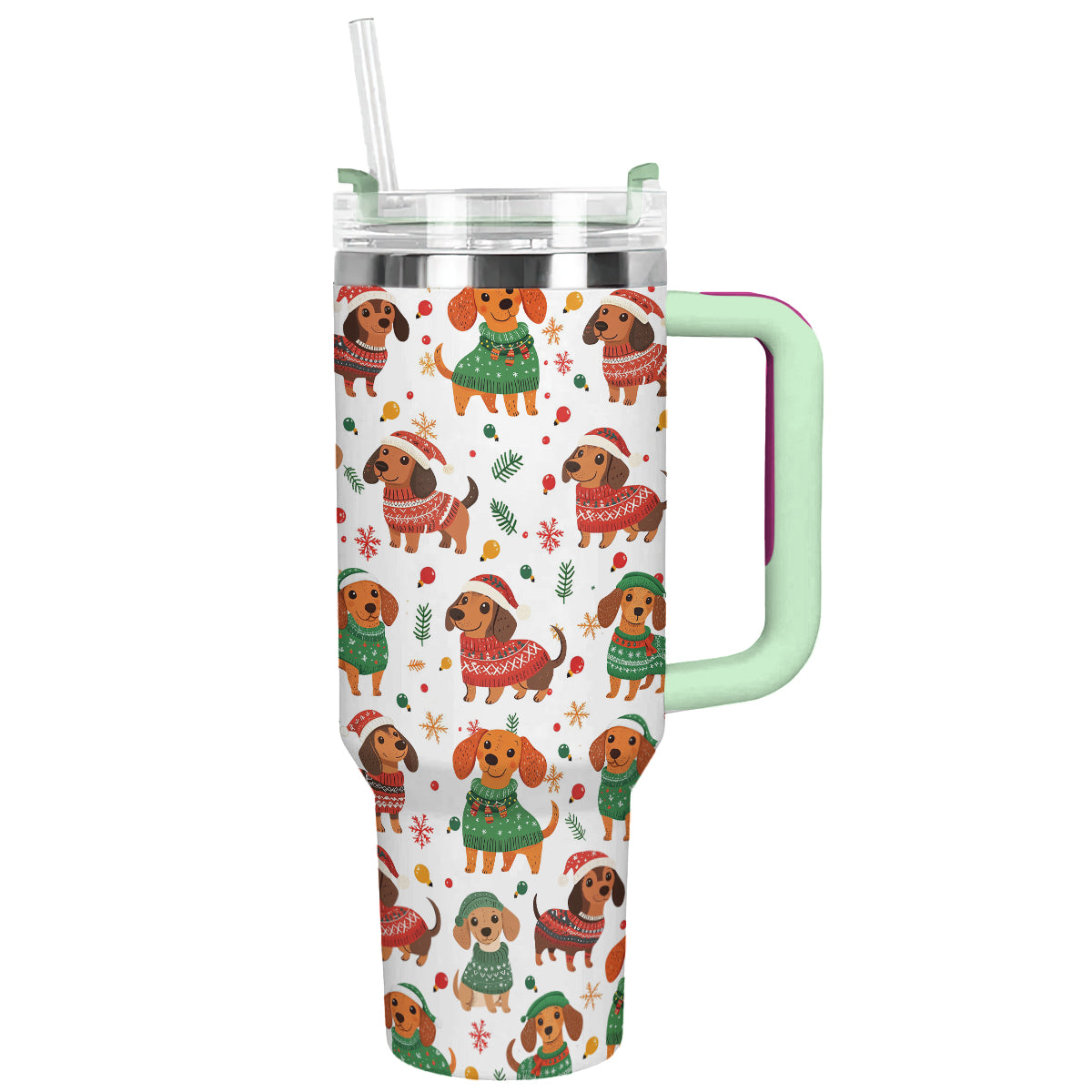 Shineful Tumbler Christmas Dachshund Pattern
