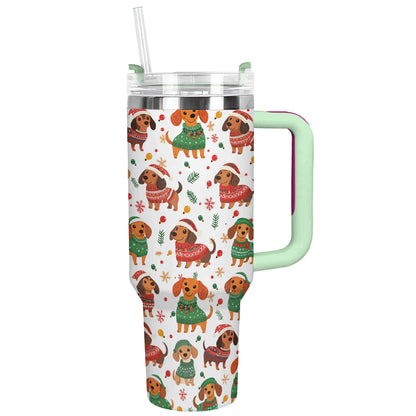 Shineful Tumbler Christmas Dachshund Pattern