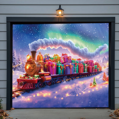 Shineful Garage Door Banner Decoration Festive Train Journey