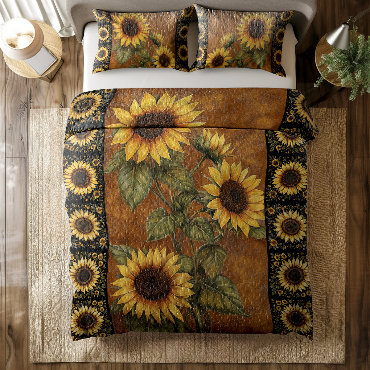 Shineful All Season Quilt 3-Piece Set Sunflower Garden v2