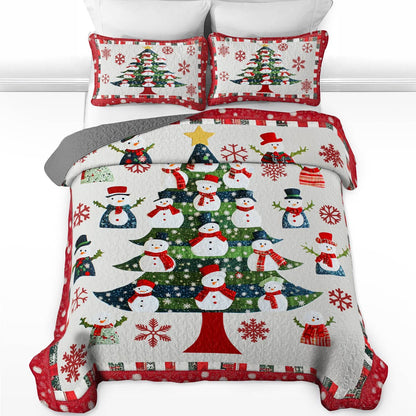 Shineful All Season Quilt 3-Piece Set Stunning Christmas Tree Snowmen