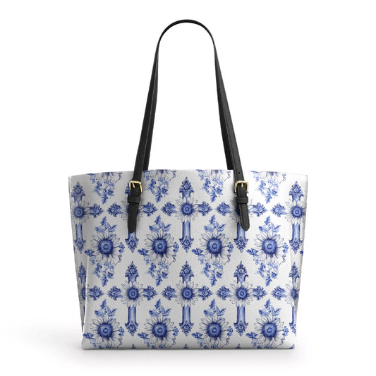 Shineful Leather Tote Bag Sunflower Blooming With Grace