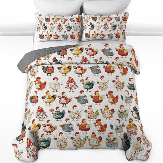 Shineful All Season Quilt 3-Piece Set Farmhouse Hen
