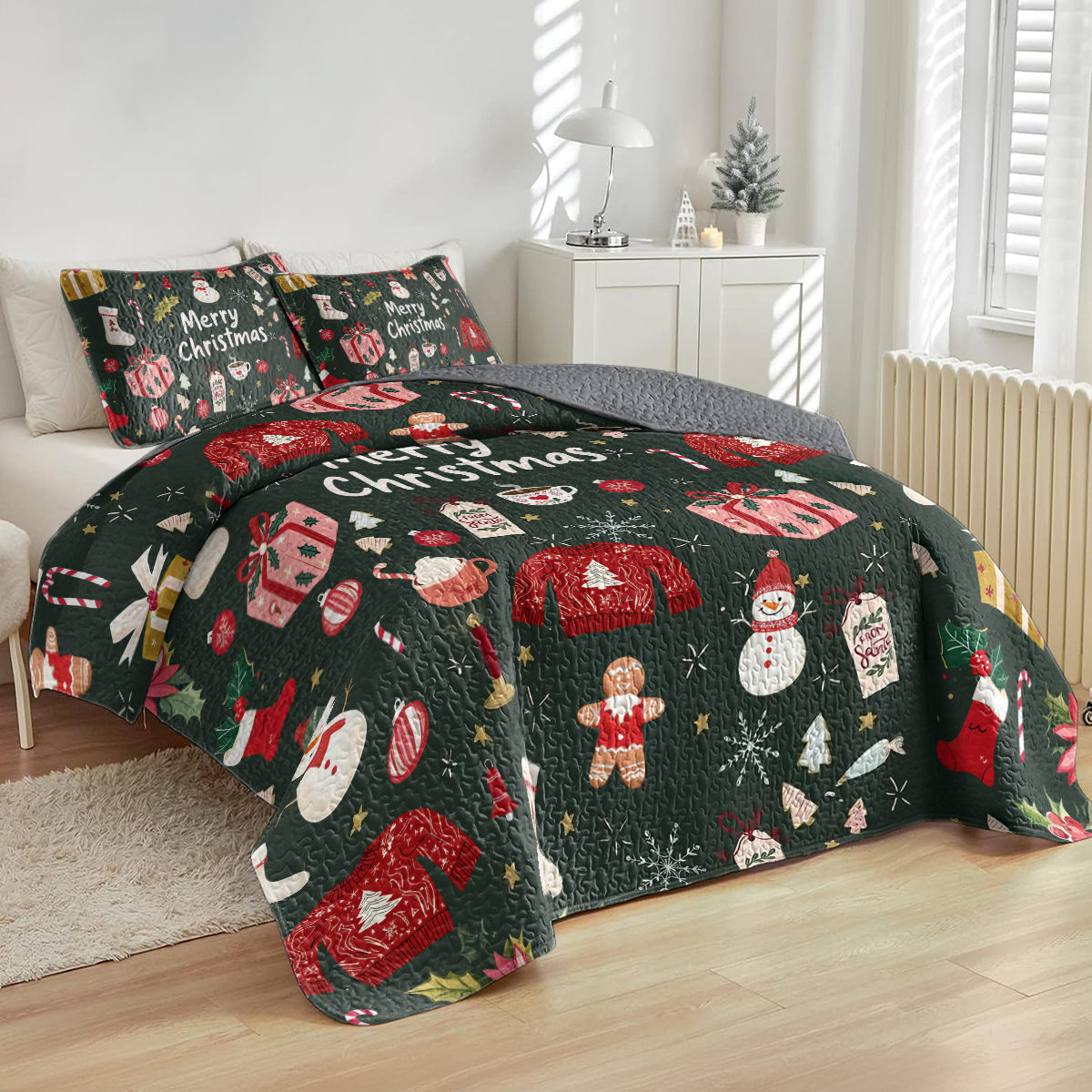 Shineful All Season Quilt 3-Piece Set Merry Cozy Christmas