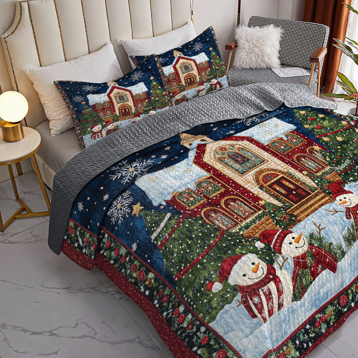 Shineful All Season Quilt 3-Piece Set Christmas Church