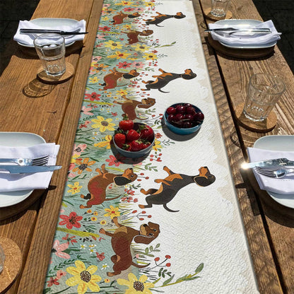 Shineful 2D Flat Print Quilted Table Runner Dachshund Delight