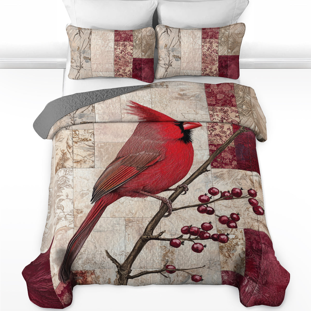Shineful All Season Quilt 3-Piece Set Cardinal Serenity