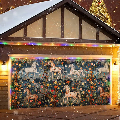 Shineful Garage Door Banner Decoration Mystery Horses