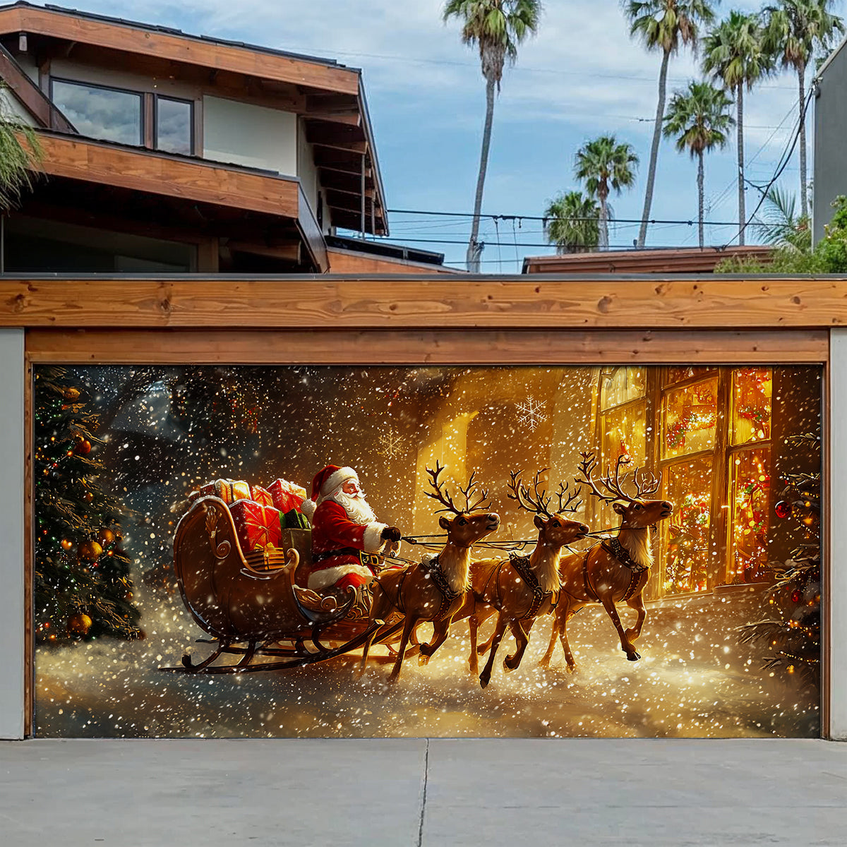 Shineful Garage Door Banner Decoration Santa's Coming To Town