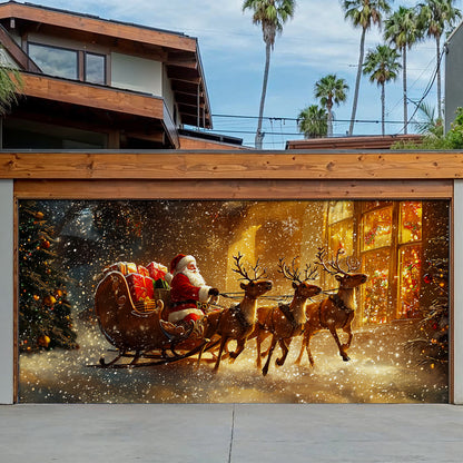 Shineful Garage Door Banner Decoration Santa's Coming To Town