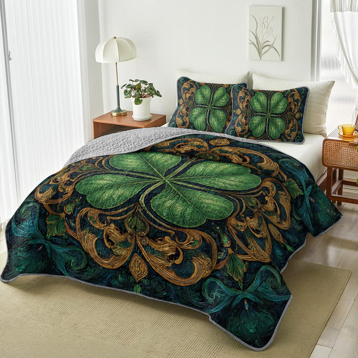 Shineful All Season Quilt 3-Piece Set Celtic Emerald