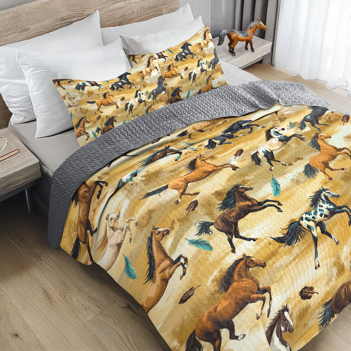 Shineful All Season Quilt 3-Piece Set Wild Horse Dreams