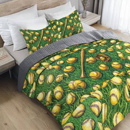 Shineful All Season Quilt 3-Piece Set Softball Fanatic