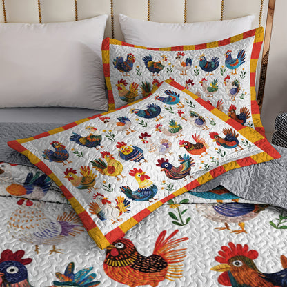 Shineful All Season Quilt 3-Piece Set Colorful Rooster