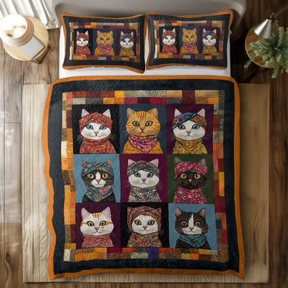 Shineful All Season Quilt 3-Piece Set - Cozy Cat Charm