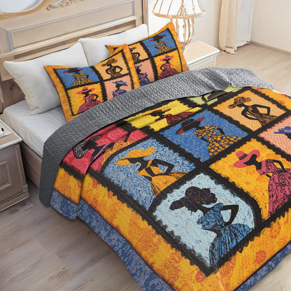 Shineful All Season Quilt 3-Piece Set - Black Women Chic & Cheerful