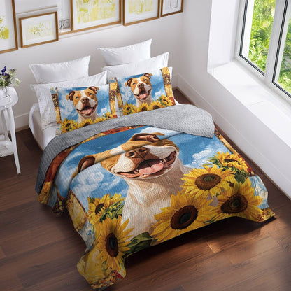 Shineful All Season Quilt 3-Piece Set Happy Bulldog