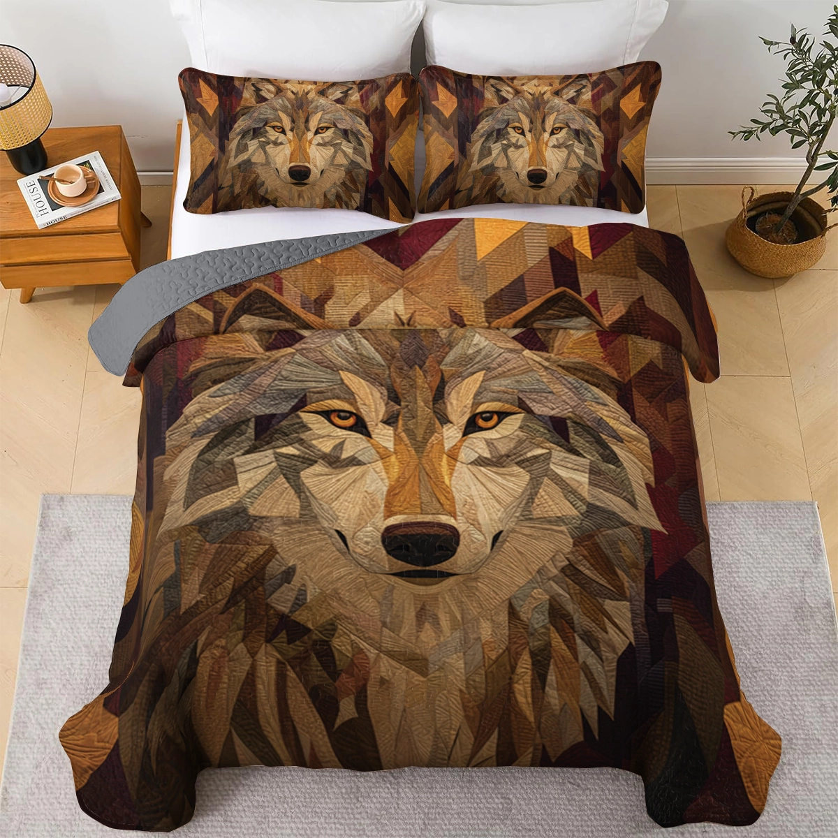 Shineful All Season Quilt 3-Piece Set Spirit Wolf