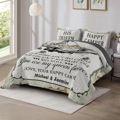 Shineful All Season Quilt 3-Piece Set Personalized Camping Map My Queen