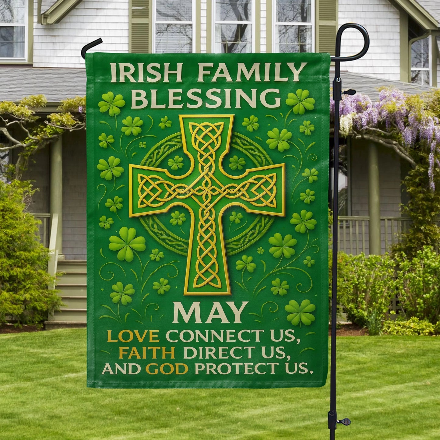 Shineful Gargen Flag 12" x 18" - Irish Family Blessing Cross