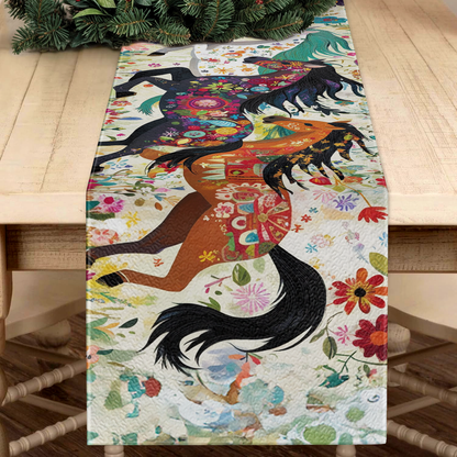 Shineful 2D Flat Print Quilted Table Runner Flower Racing