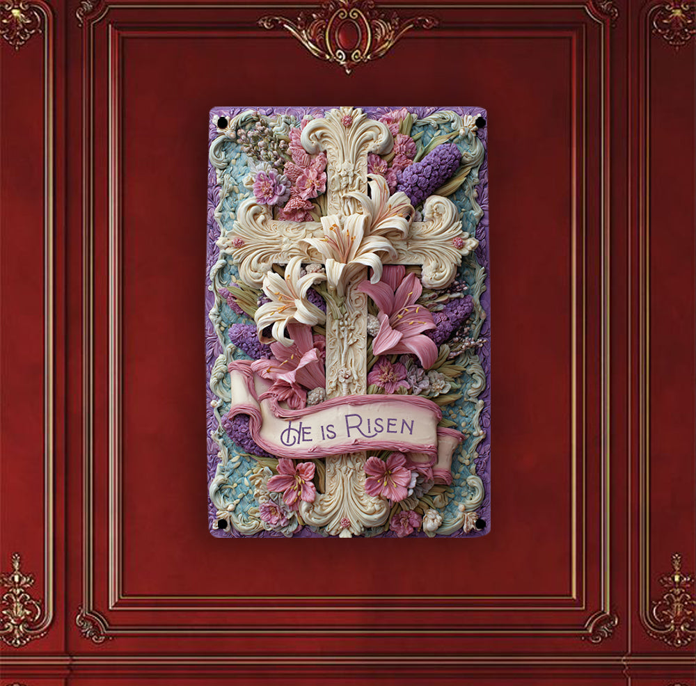 Shineful 2D Metal Sign Vintage Baroque Lily Cross