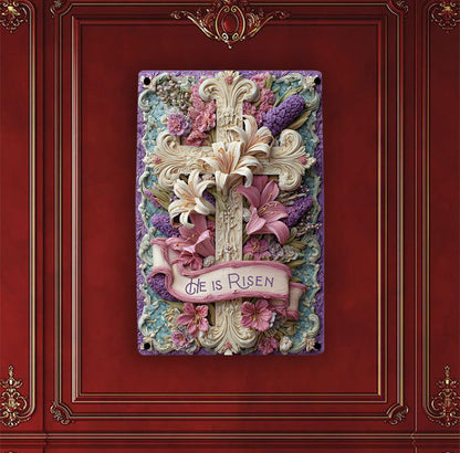 Shineful 2D Metal Sign Vintage Baroque Lily Cross