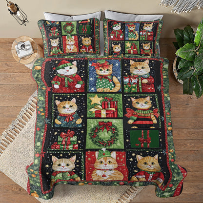 Shineful All Season Quilt 3-Piece Set Festive Cats