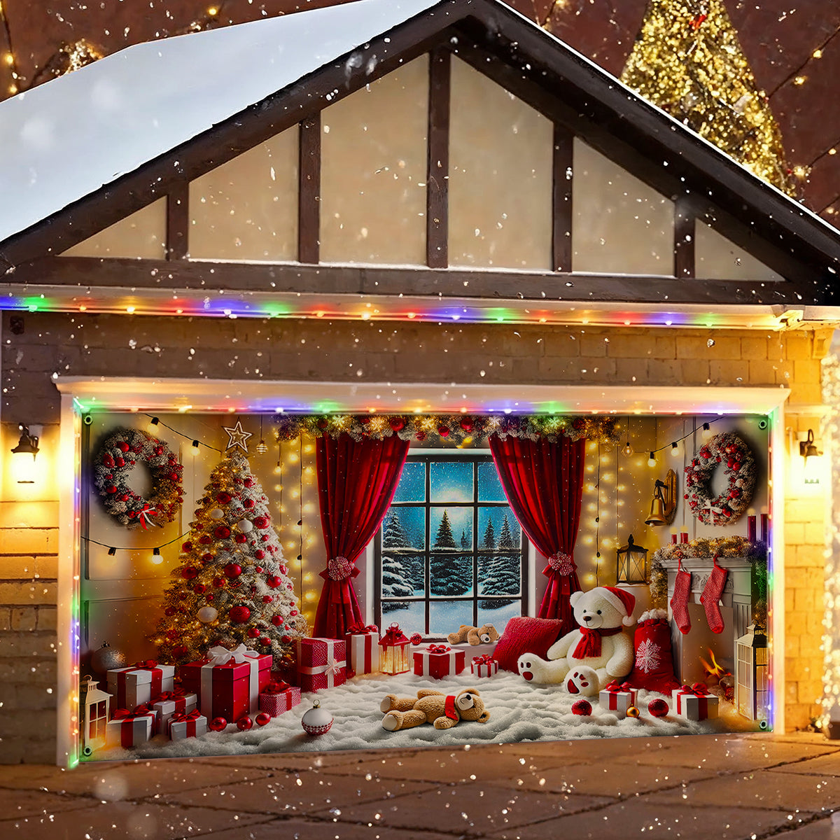 Shineful Garage Door Banner Decoration - Christmas Memories By The Hearth