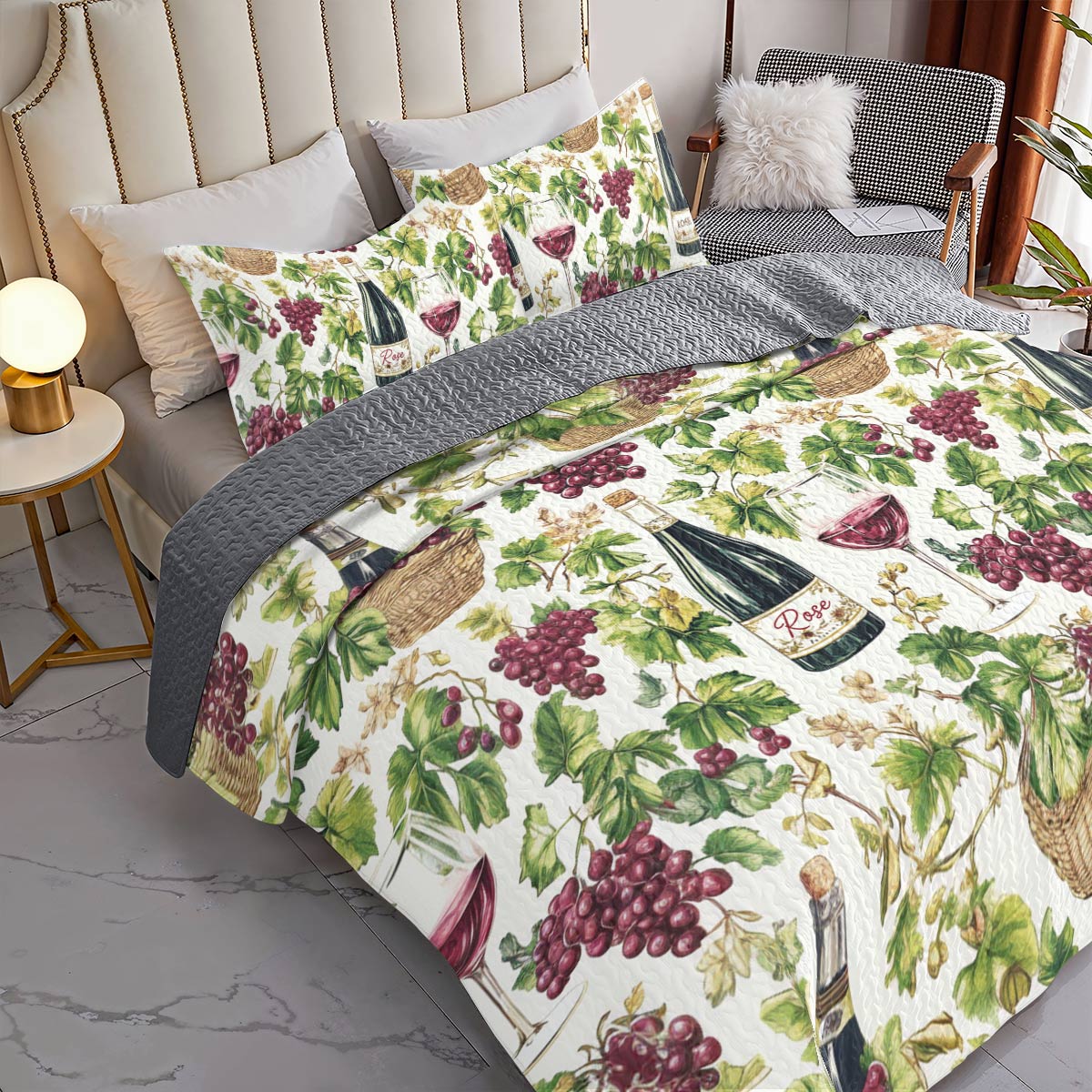 Shineful All Season Quilt 3-Piece Set Rosé Vines
