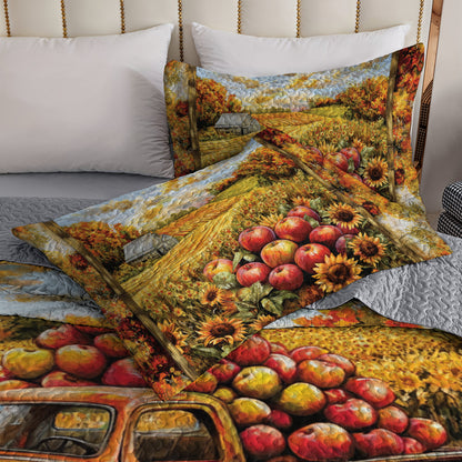 Shineful All Season Quilt 3-Piece Set Apple Harvest Truck