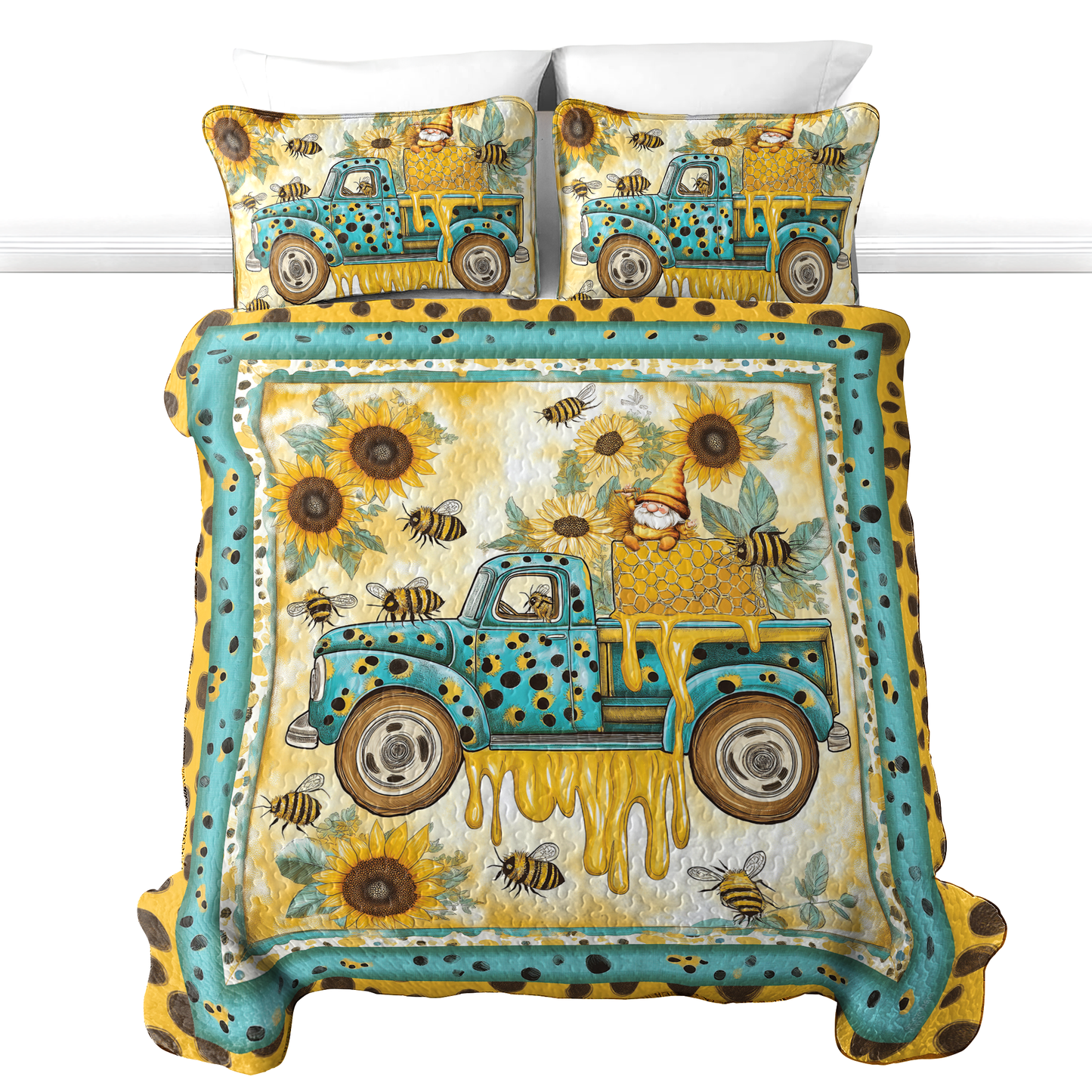 Shineful All Season Quilt 3-Piece Set Bee Truck Cozy