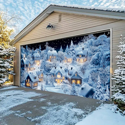 Shineful Garage Door Banner Decoration -  Snowy Village Glow