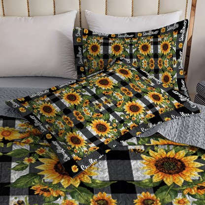 Shineful All Season Quilt 3-Piece Set - Sunflower Bliss Plaid
