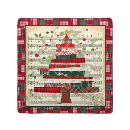 Shineful All Season Quilt 3-Piece Set Plaid Christmas Music Tree