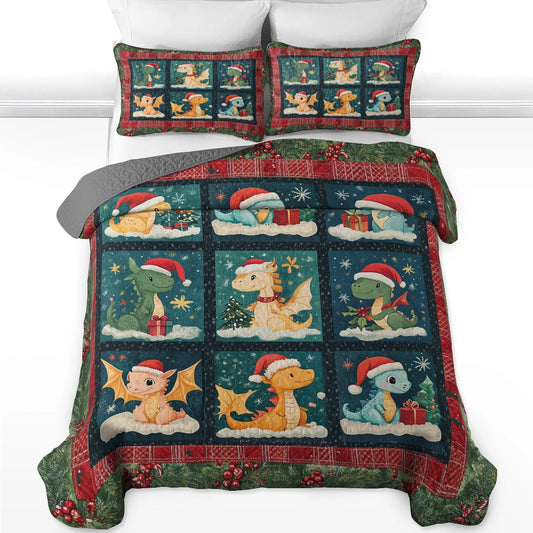 Shineful All Season Quilt 3-Piece Set - Holiday Dragon Delight