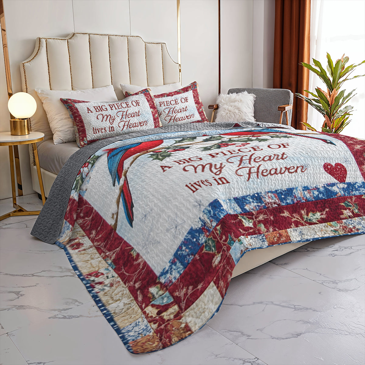 Shineful All Season Quilt 3-Piece Set Cardinal Memoria - A Heartfelt Tribute