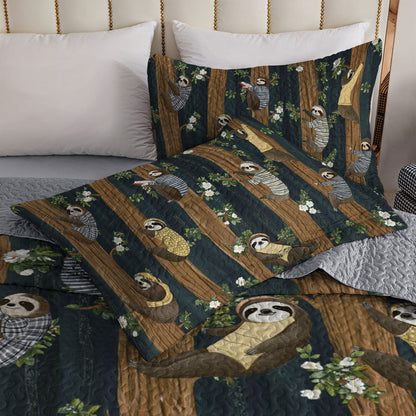 Shineful All Season Quilt 3-Piece Set Sloth Forest Flow