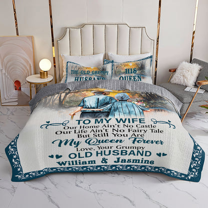 Shineful All Season Quilt 3-Piece Set Personalized Family Old Couple Our Home Ain't No Castle